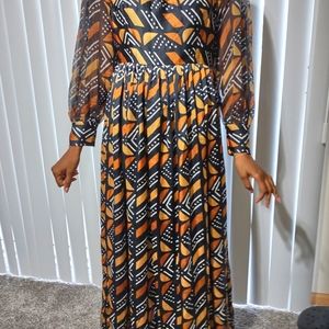 Maxi bogolan silk dress ( new )